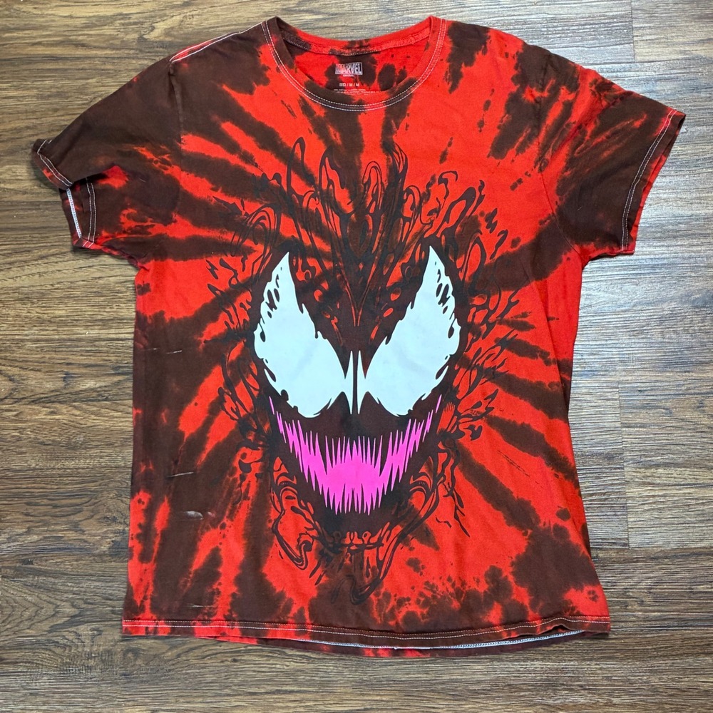 Marvel Carnage Tie Dye Graphic T Shirt Mens M Red Black Symbiote Spider-Man